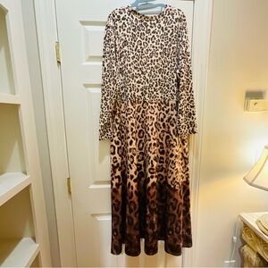 Leopard Print Long Sleeve Dress